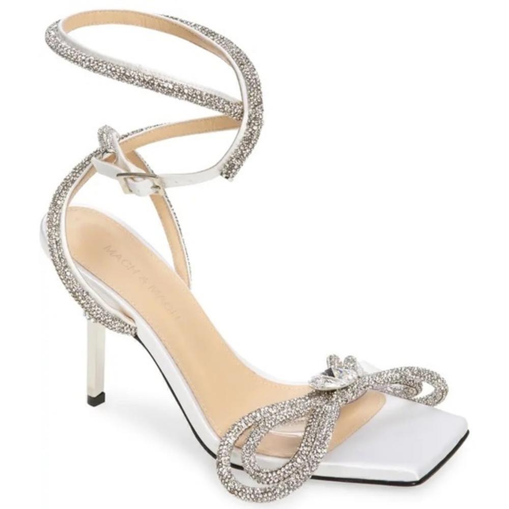 New Mach & Mach Double Crystal Bow Square toe sandal size 36.5EU